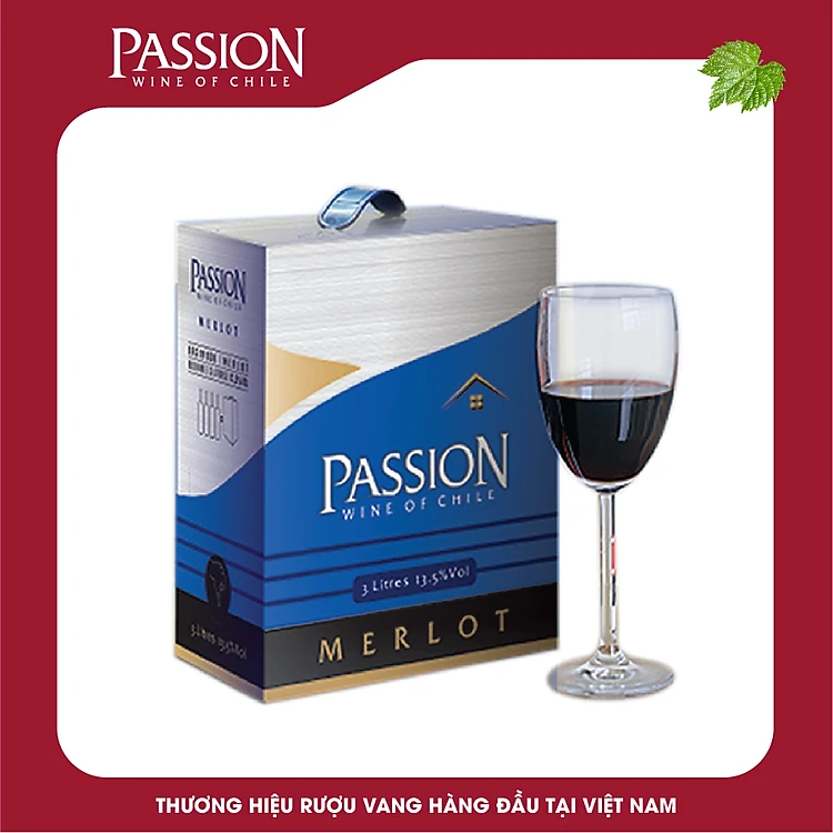 Rượu vang đỏ Passion Merlot hộp 3 lít
